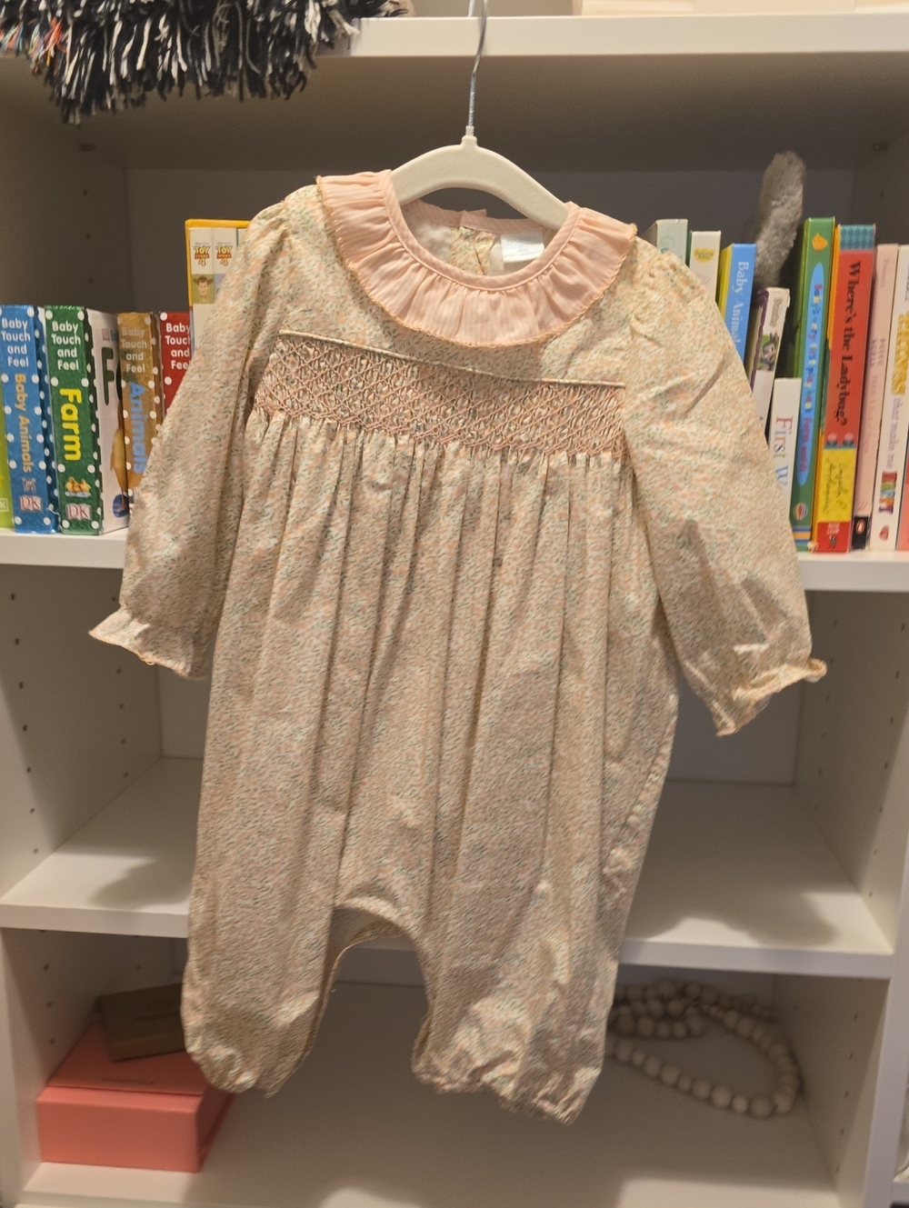 Edgehill Collection Peach Stripe and Floral Baby Dress